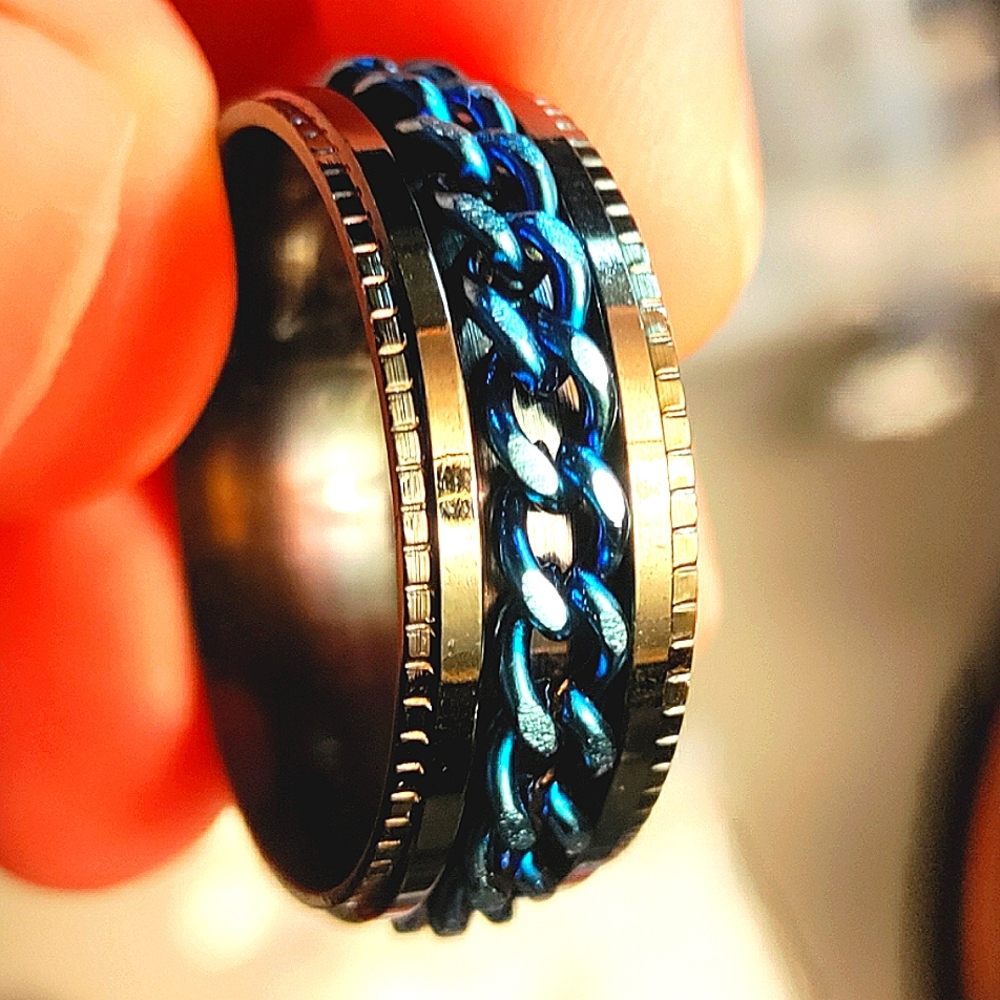NEW Chain Ring-Black & Blue